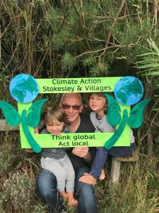 Pete and grandchildren in his woodland